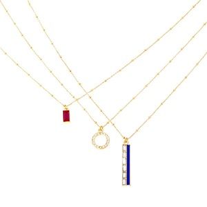 ❤️JESSICA SIMPSON: Baguette Layered Gold Necklace Set ❤️